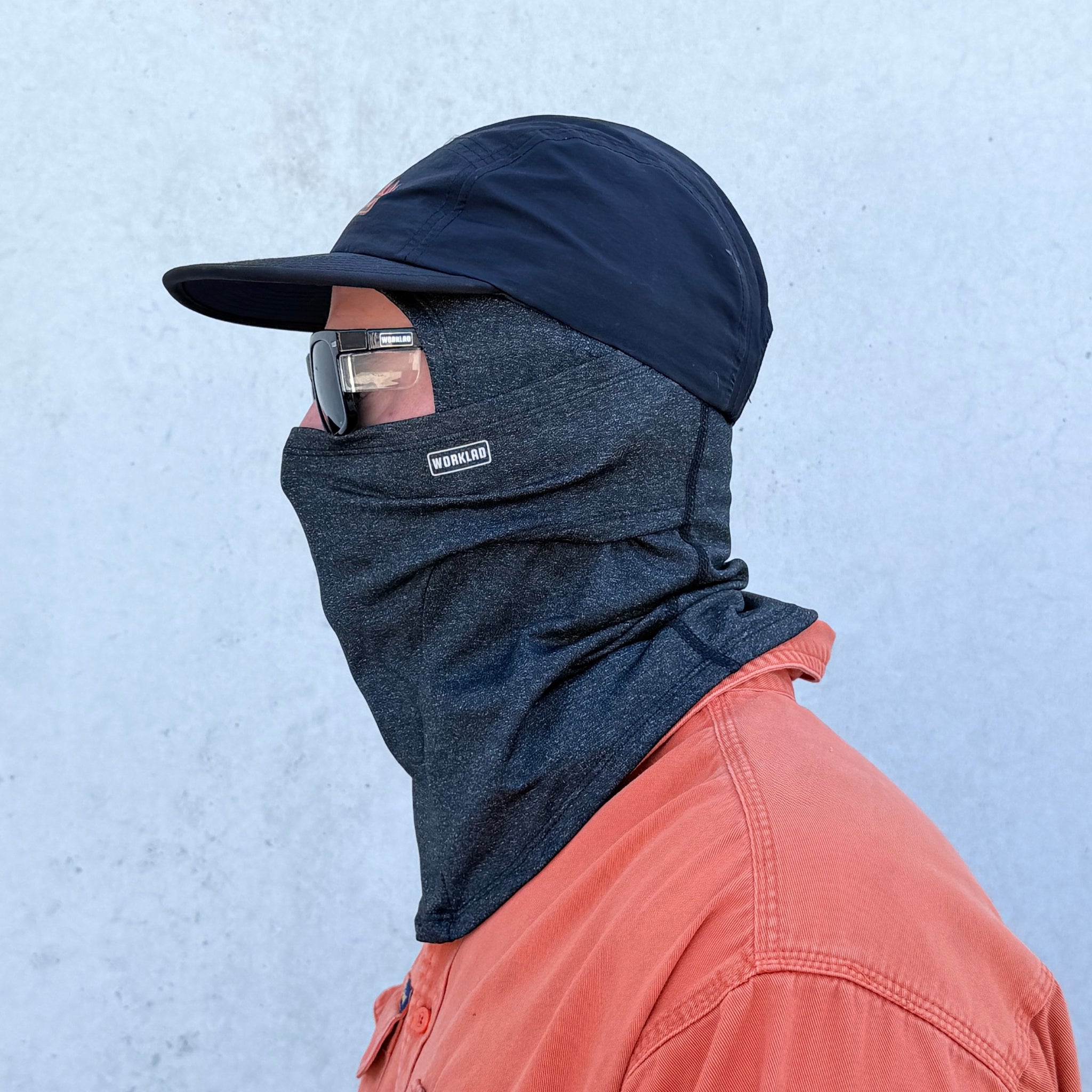 Winter balaclava in dark charcoal grey side view - WarmDu by WORKLAD
