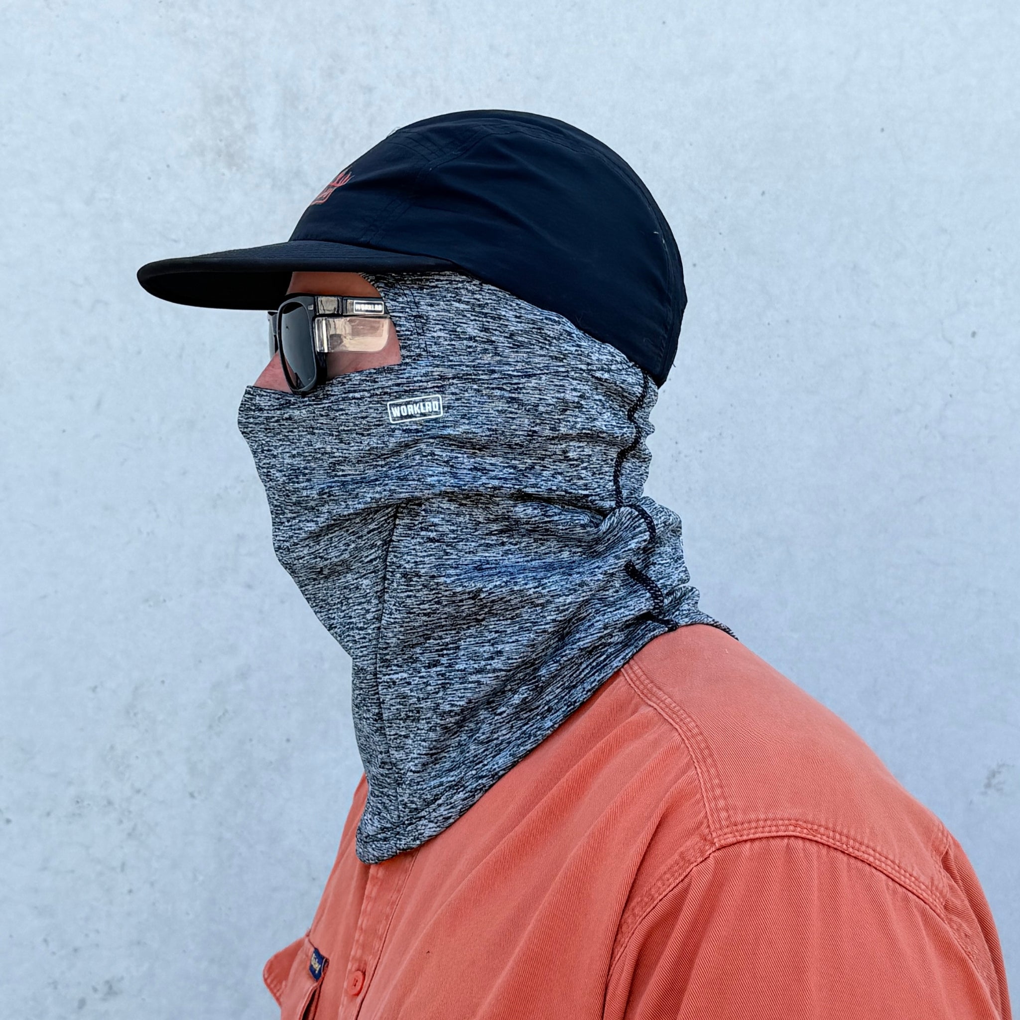 Winter balaclava in light grey side view - WarmDu by WORKLAD